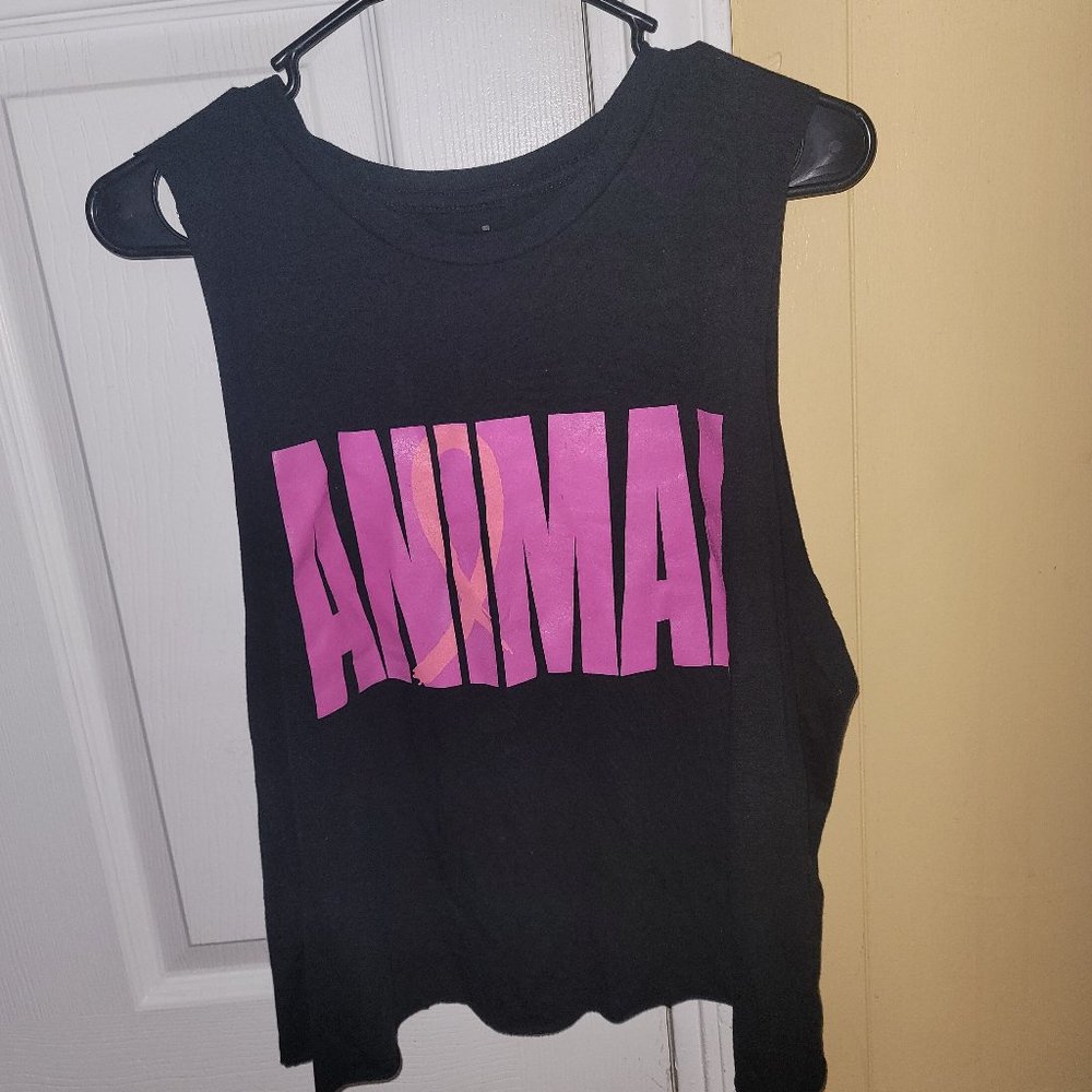 Animal limited release breast cancer pink crop muscle tee